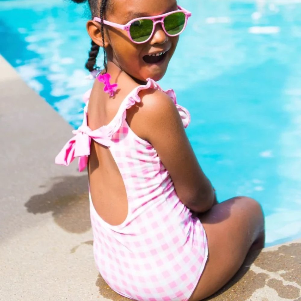 Sugar Bee Clothing Pink Gingham Bow Swimsuit